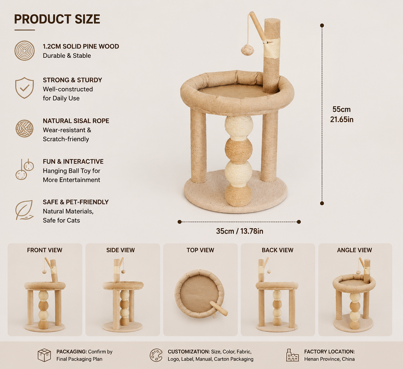 Cat Tree Upgraded Double-Level – MP17-K