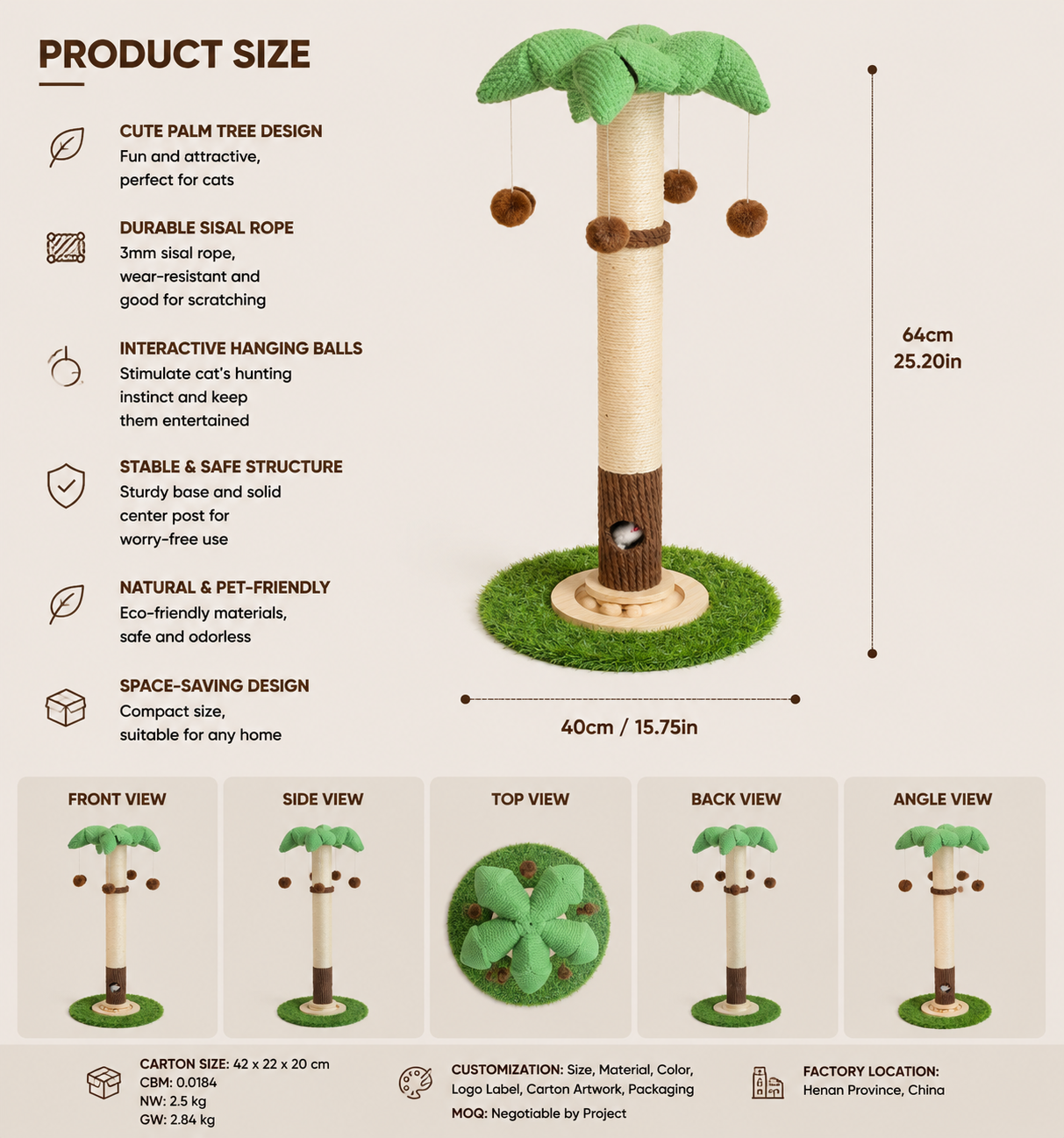 Solid Wood Scratching Post Turntable – MP50