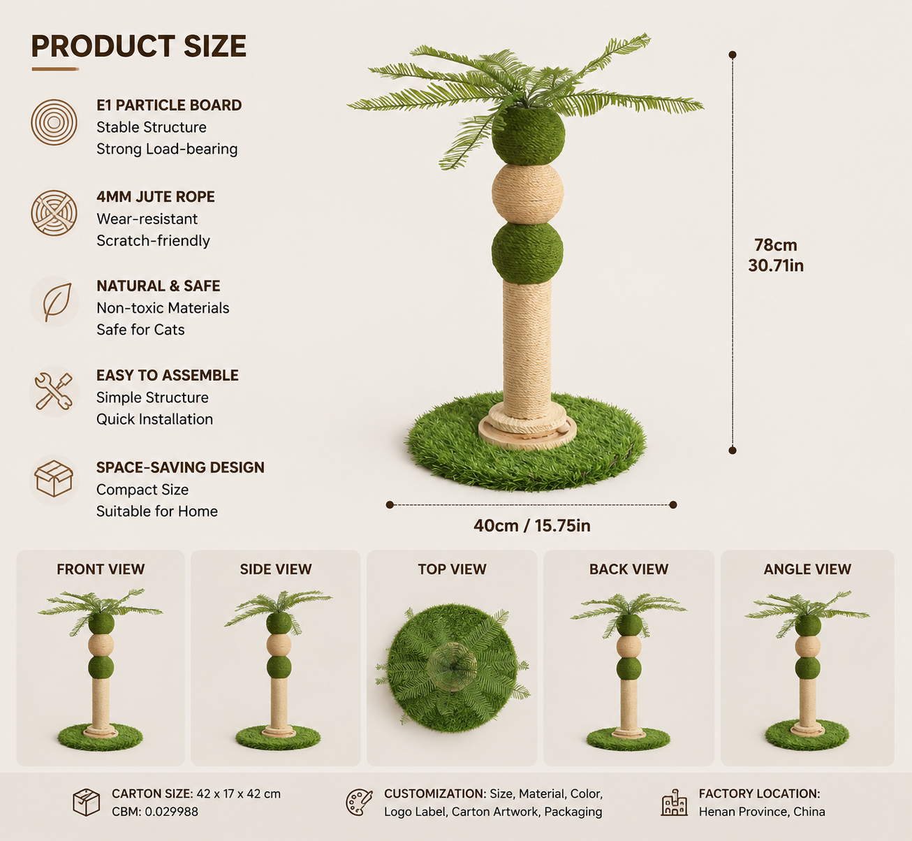 Solid Wood Turntable Cat Tree – MP55