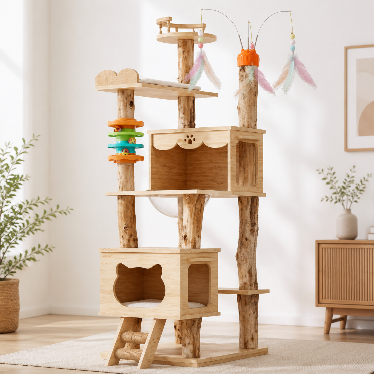 natural wood cat tree category for custom OEM projects