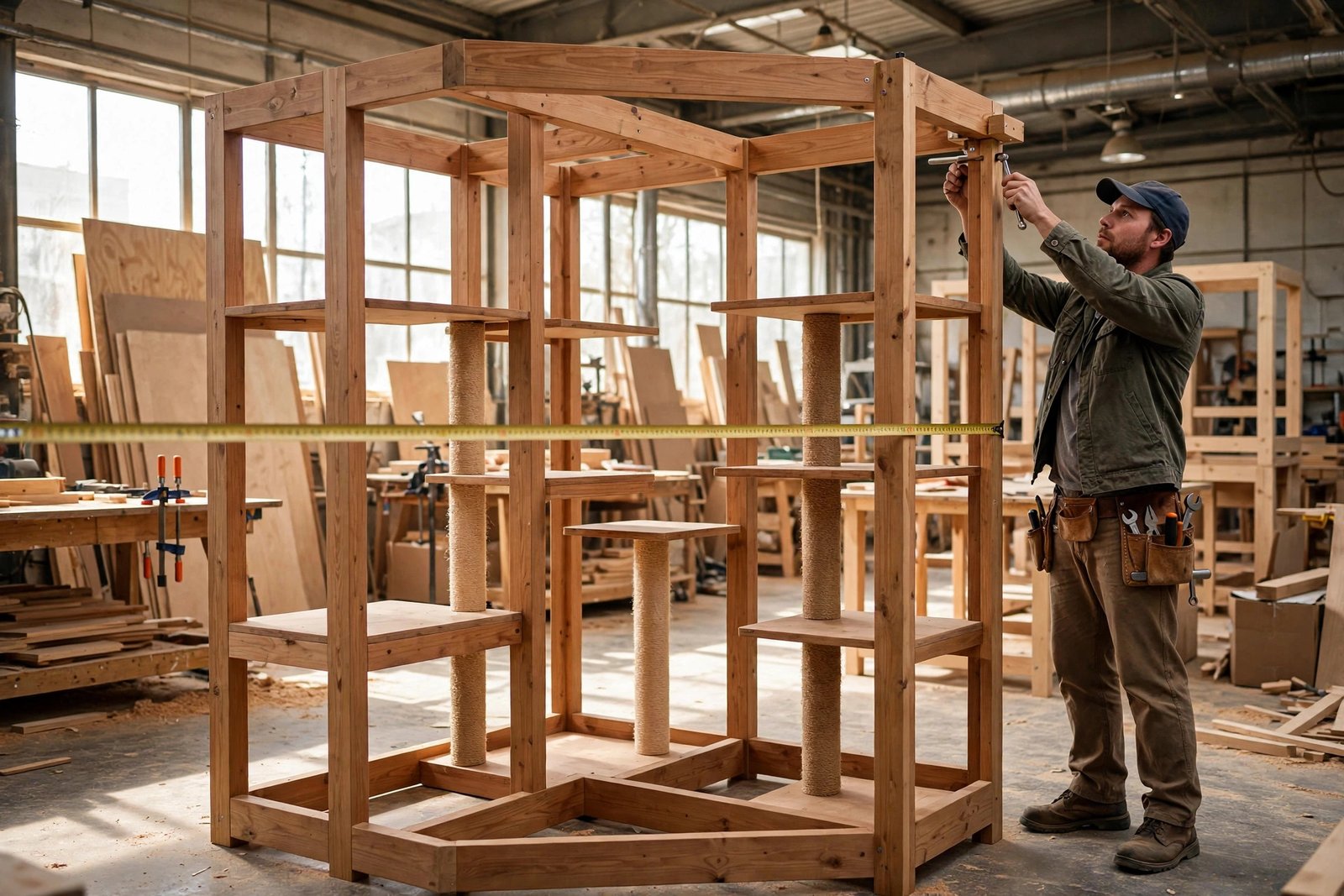 Custom size cat tree OEM engineering: resizing a solid wood cat tree for different markets
